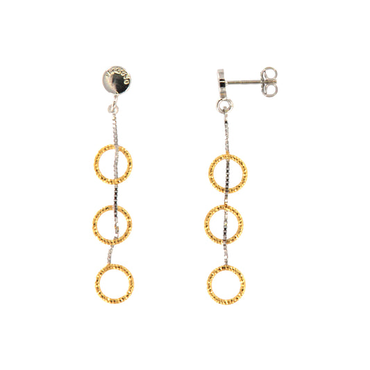 Orecchini pendenti Fraboso in argento rodiato e oro con cerchi B.OR10718BP