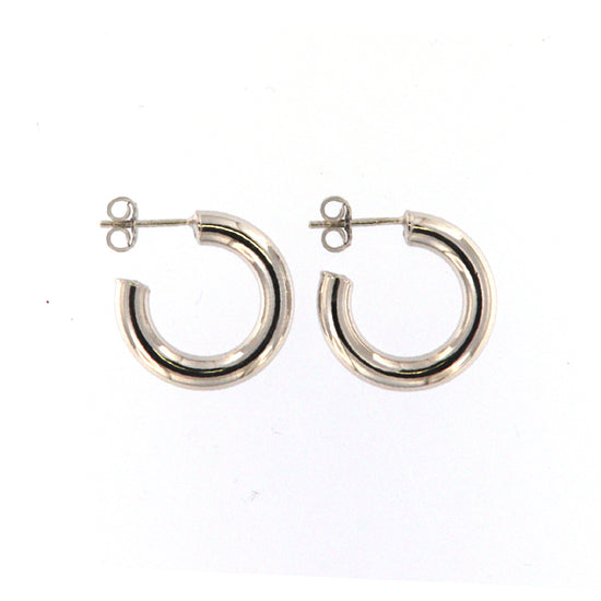 Orecchini a cerchio Fraboso in argento rodiato gambo spesso B.OR10750RH