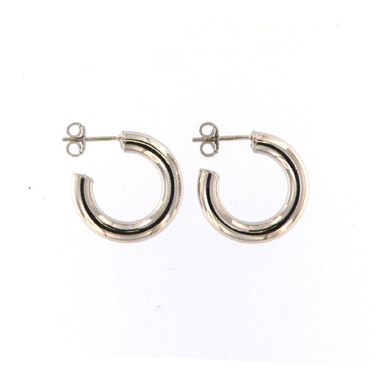 Orecchini a cerchio Fraboso in argento rodiato gambo spesso B.OR10750RH