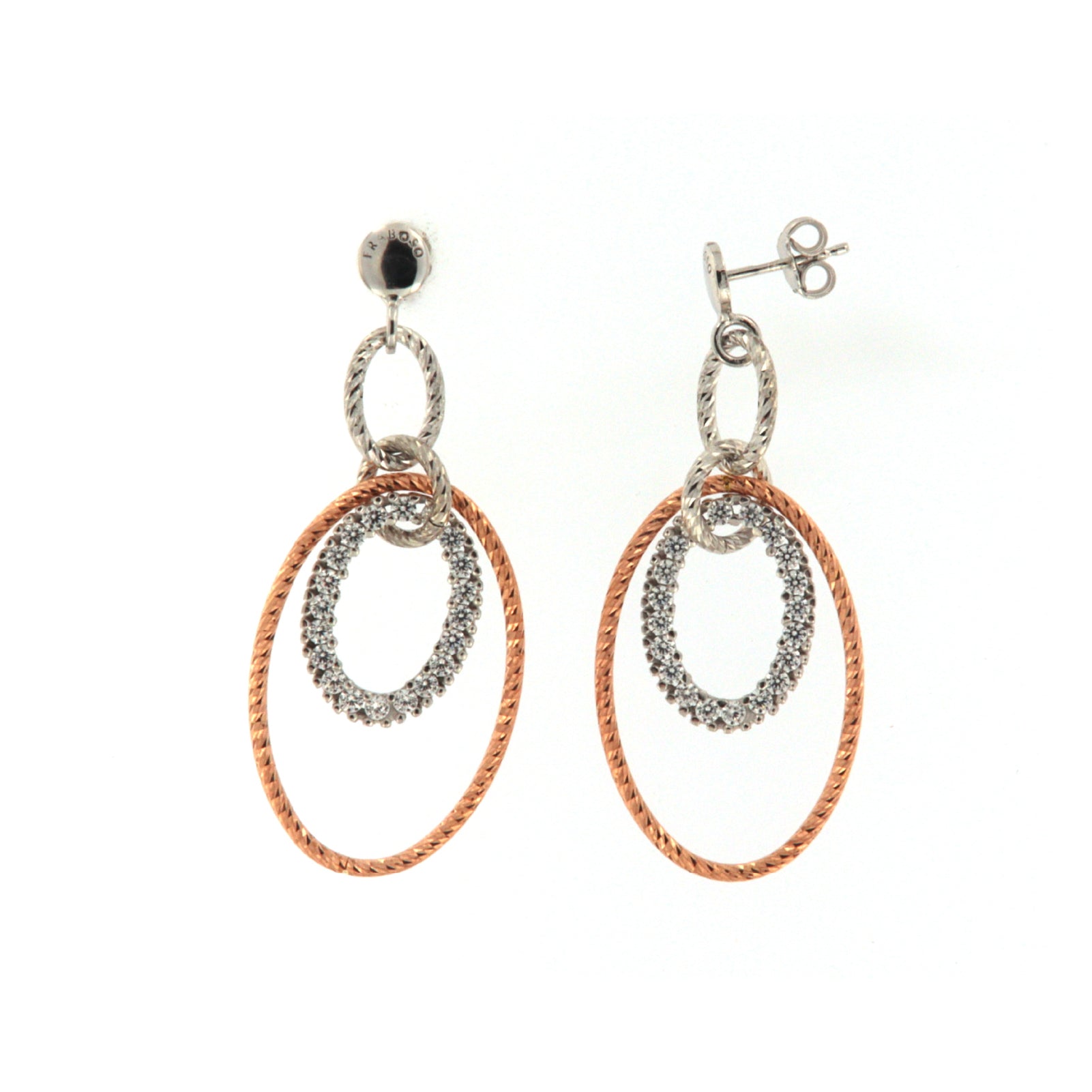 Orecchini da donna Fraboso in argento bicolor rosé MISURA UNICA