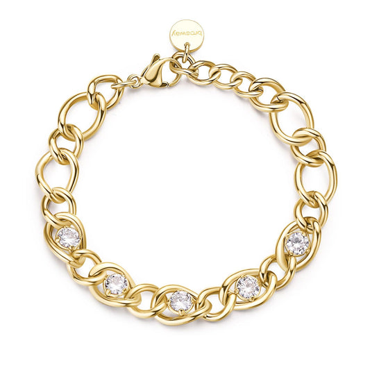 Bracciale catena donna Brosway Ribbon acciaio dorato zirconi BBN40-1