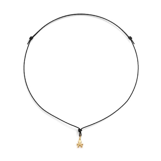 Collana leBebé ciondolo bimbo in oro 18kt con cordino nero MISURA UNICA