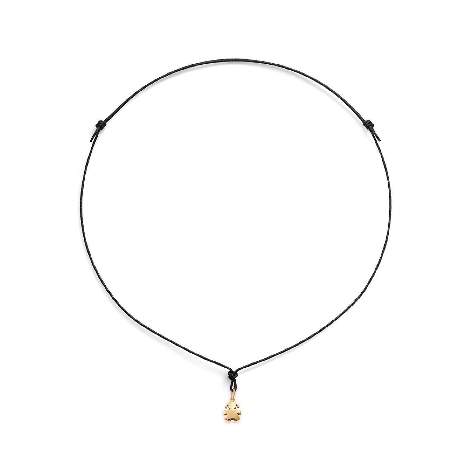Collana leBebé ciondolo bimba in oro 18kt con cordino nero MISURA UNICA