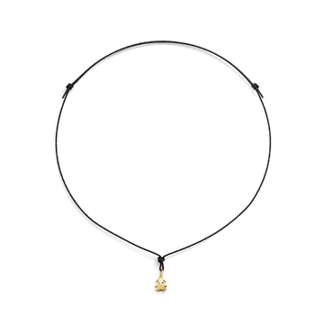 Collana leBebé ciondolo bimba in oro 18kt con cordino nero MISURA UNICA