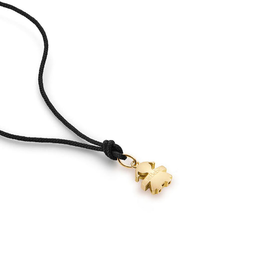 Collana leBebé ciondolo bimba in oro 18kt con cordino nero MISURA UNICA