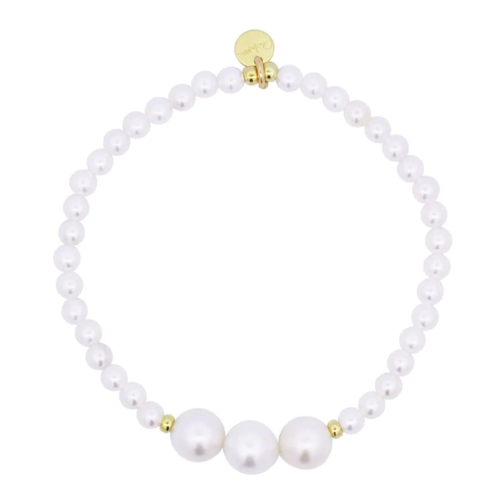 Bracciale elastico donna Rue Des Mille WhiteSide in argento con perle BR-019-M3-AU-1