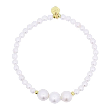 Bracciale elastico donna Rue Des Mille WhiteSide in argento con perle BR-019-M3-AU-1