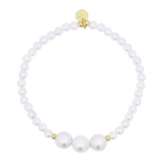 Bracciale elastico donna Rue Des Mille WhiteSide in argento con perle BR-019-M3-AU-1