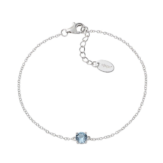 Braccialetto catena Amen Lady donna in argento rodiato con zircone azzurro BRCIPBBACZ-1