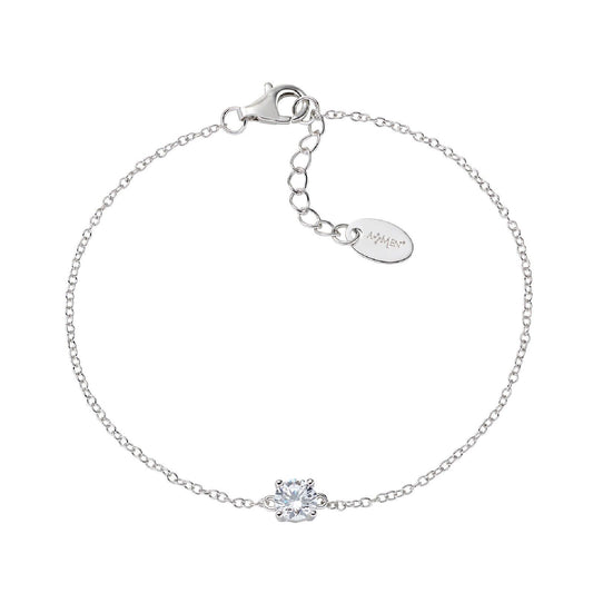 Braccialetto catena Amen Lady donna in argento rodiato con zircone bianco BRCIPBBBZ-1