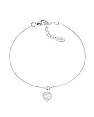 Bracciale da donna della collezione Amen Amore in argento 925 con ciondolo a cuore con zircone bianco BRCUPRBBZ1