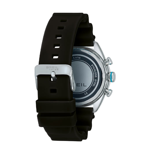 Orologio crono uomo Breil Score cassa in acciaio e silicone, quadrante nero e dettagli azzurri 43 mm MISURA UNICA