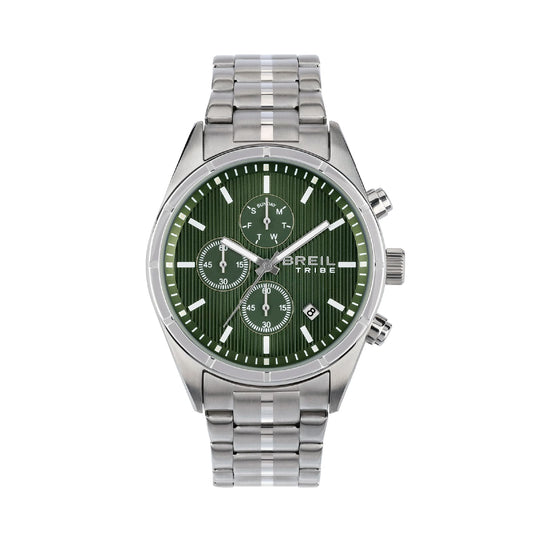 Orologio cronografo Breil Captain in acciaio quadrante verde MISURA UNICA