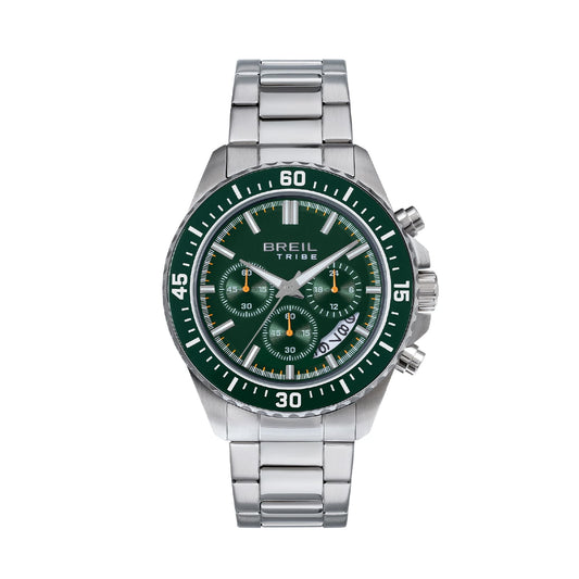 Orologio cronografo Breil Tribe Trial acciaio quadrante verde MISURA UNICA