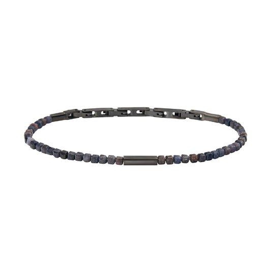 Bracciale Breil in acciaio graffite con pietre zaffiro blu BT.TJ3644
