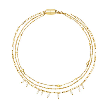 Collana donna Breil Magnetica multigiro in acciaio oro perle MISURA UNICA