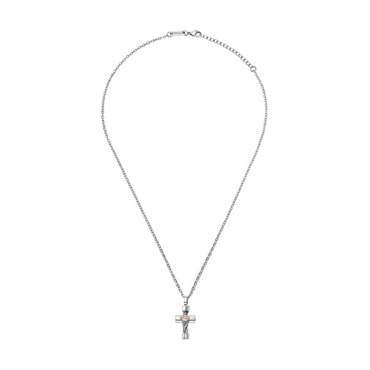 Collana Breil 9K Loop in acciaio e oro 9K croce pendente MISURA UNICA
