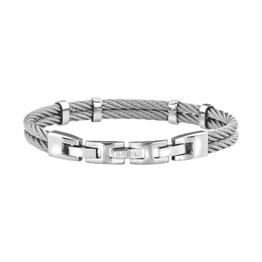 Bracciale Breil 9K Loop da uomo in acciaio e vite in oro 9K Regolabile 17,5-20,3 cm