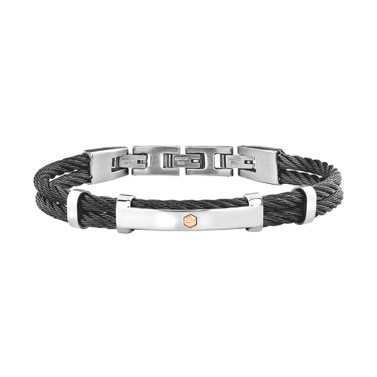 Bracciale Breil 9K Loop da uomo in acciaio pvd nero e oro 9K Regolabile 17,5-20,3 cm