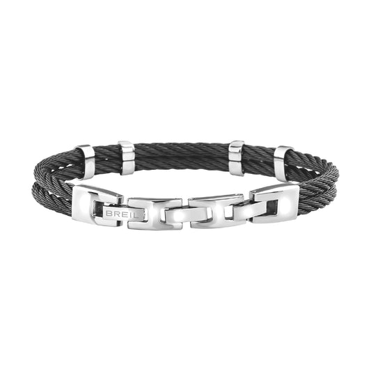 Bracciale Breil 9K Loop da uomo in acciaio pvd nero e oro 9K Regolabile 17,5-20,3 cm