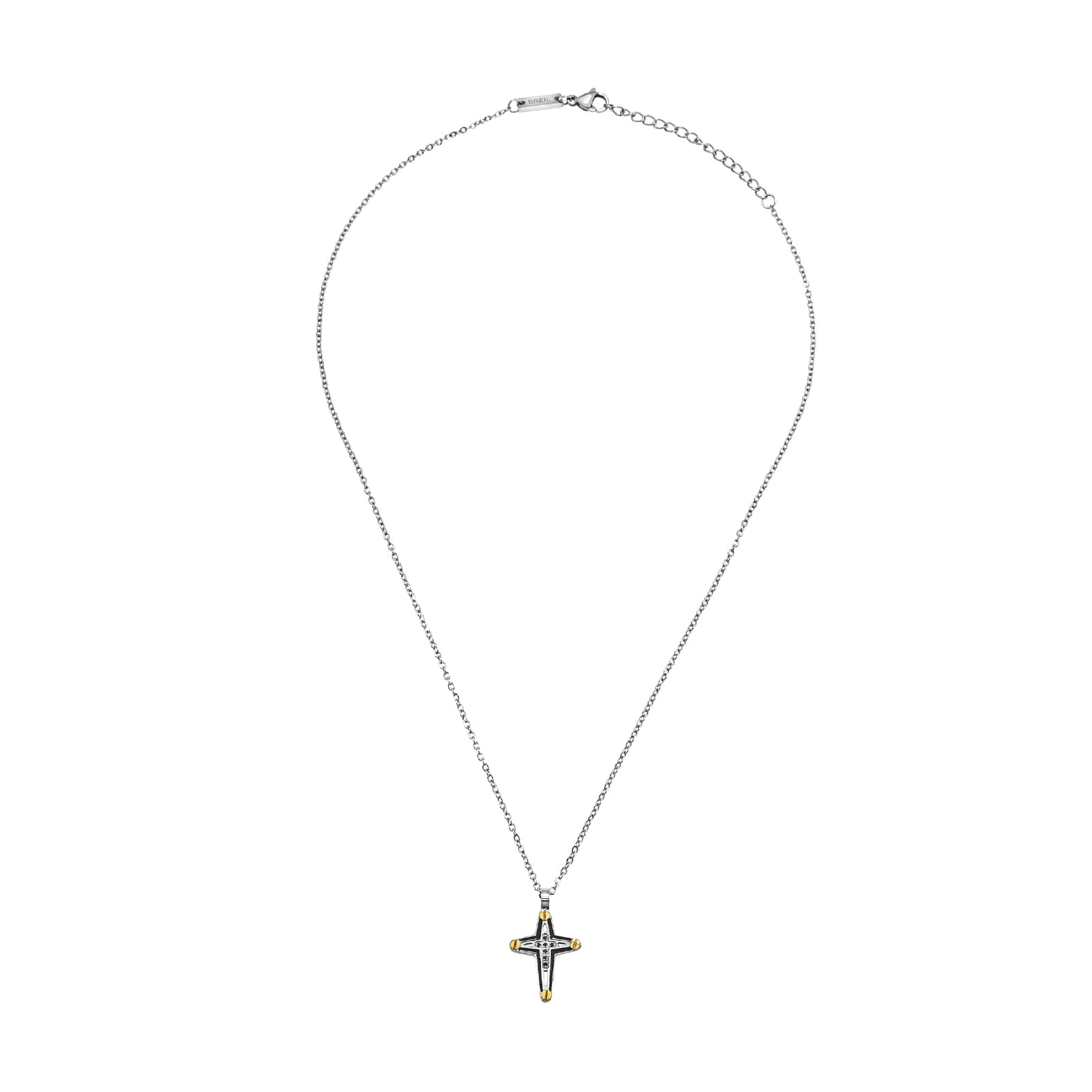 Collana Uomo Croce In Acciaio Inox Con Scritta Gesù Bibbia, Catena 55 Collana Uomo Croce In Acciaio Inox Con Scritta Gesù Bibbia, Catena 55