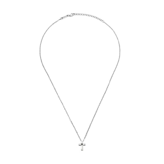 Collana Breil Black Diamond acciaio croce con diamante nero MISURA UNICA