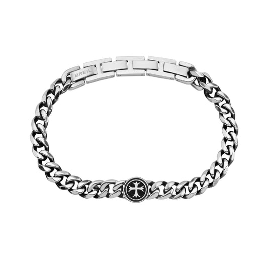 Bracciale Breil Dock in acciaio e cerchio centrale con croce Regolabile 17-22 cm