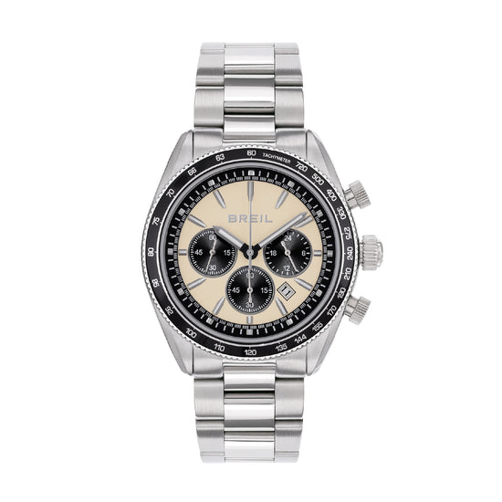 Orologio crono uomo Breil Vanguard in acciaio con quadrante crema e nero 43 mm MISURA UNICA