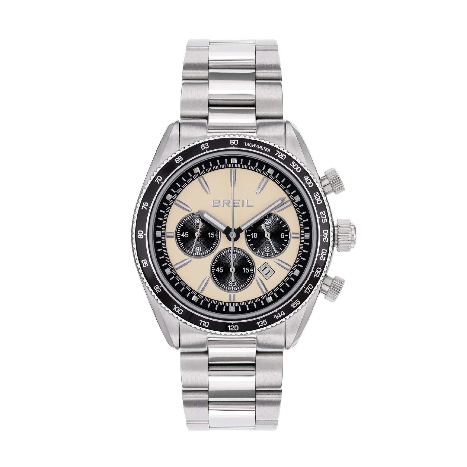 Orologio crono uomo Breil Vanguard in acciaio con quadrante crema e nero 43 mm MISURA UNICA
