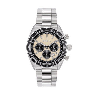 Orologio crono uomo Breil Vanguard in acciaio con quadrante crema e nero 43 mm MISURA UNICA