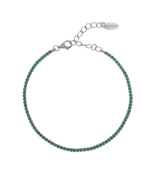 Bracciale tennis da donna della collezione Amen Tennis in argento 925 con zirconi di colore verde e chiusura a moschettone BT1BVE17