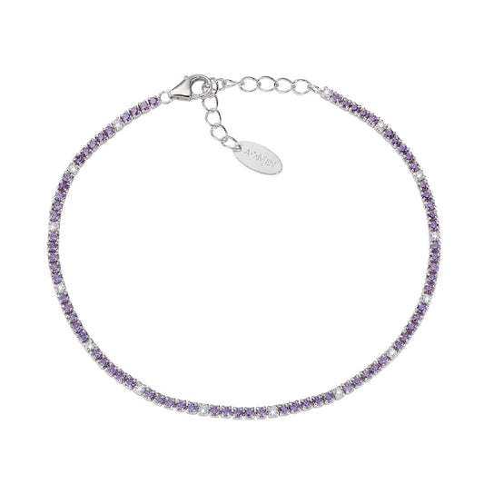 Bracciale donna Amen Tennis in argento con zirconi bianchi e viola BT1BVIB17-1