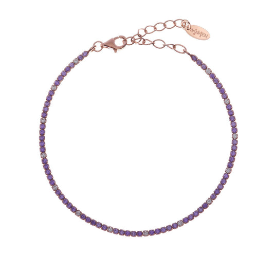 Bracciale donna Amen Tennis argento rosé zirconi lilla e bianchi BT1RLIB17-1