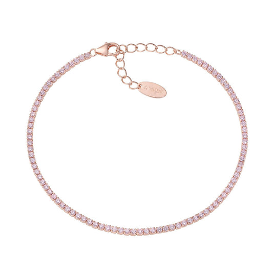 Bracciale donna Amen Tennis in argento rosé con zirconi rosa BT1RRO17-1