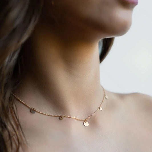 Collana donna Burato Paillettes oro rosa ciondoli tondi 4 e 6mm BU869-2