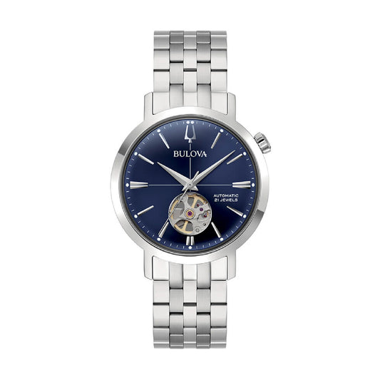 Orologio Automatico Bulova in acciaio argento e blu BV.96A320