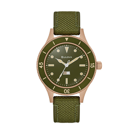 Orologio solo tempo da uomo della Bulova in bronzo e nylon verde MISURA UNICA