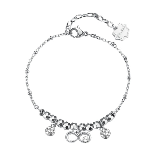 Bracciale donna Brosway in acciaio con infinito e cristalli 19 cm