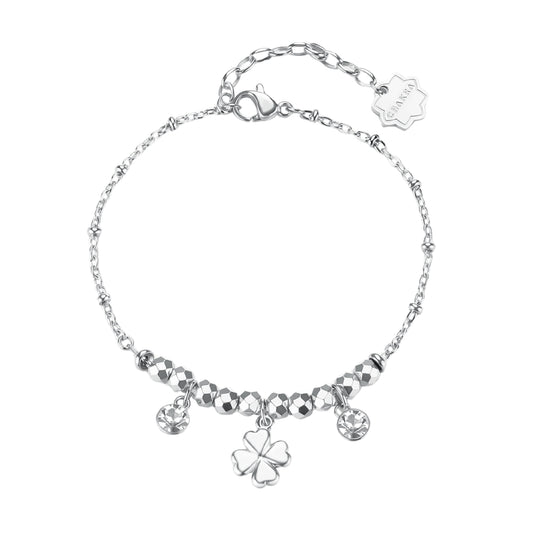 Bracciale donna Brosway acciaio con quadrifoglio cristalli 19 cm