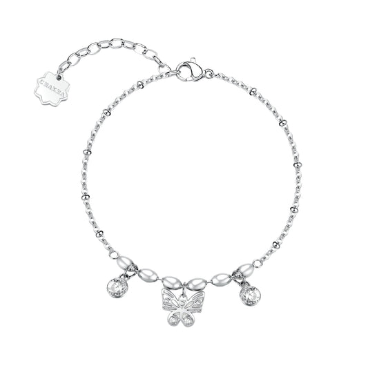 Bracciale donna Brosway in acciaio con farfalla e cristalli 19 cm