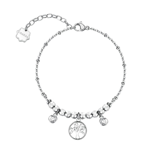 Bracciale donna Brosway acciaio con albero vita cristalli 19 cm