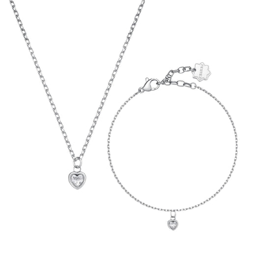 Set collana e bracciale Brosway acciaio cristallo a cuore MISURA UNICA