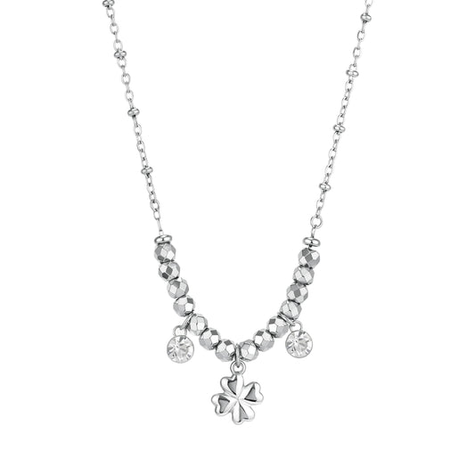 Collana donna Brosway acciaio con quadrifoglio cristalli MISURA UNICA