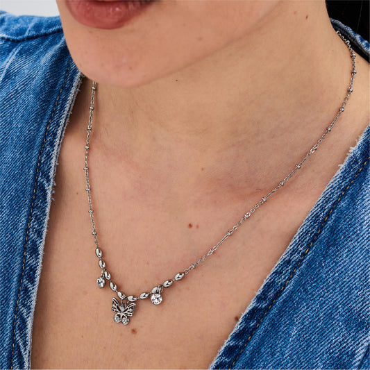 Collana donna Brosway in acciaio con farfalla e cristalli MISURA UNICA