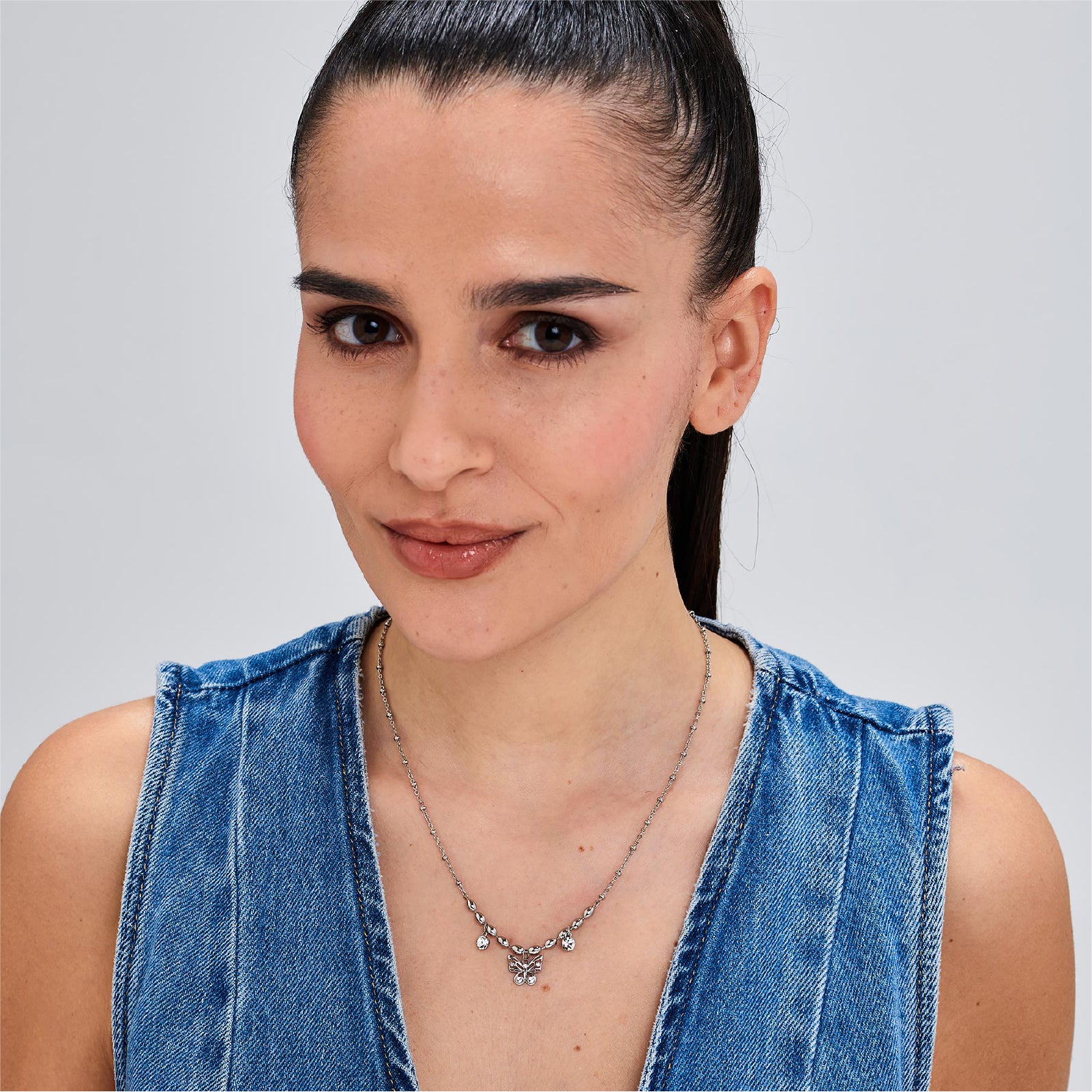 Collana donna Brosway in acciaio con farfalla e cristalli MISURA UNICA