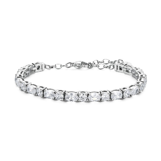 Bracciale tennis Brosway in acciaio con zirconi bianchi 19 cm
