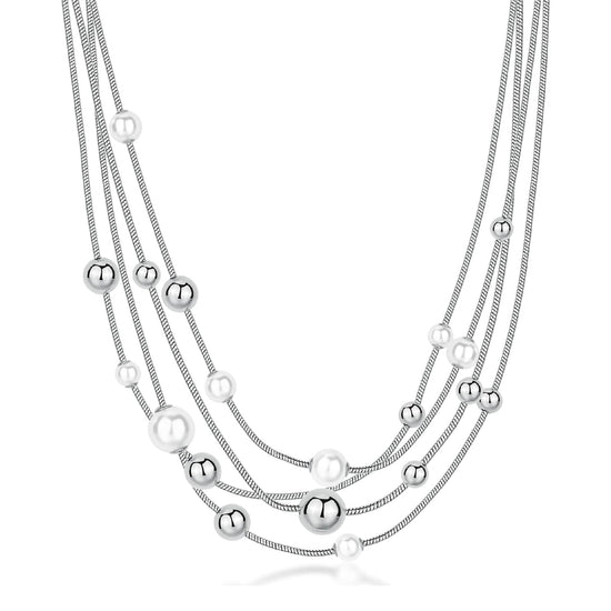 Collana multifilo Brosway in acciaio con sfere e perle MISURA UNICA