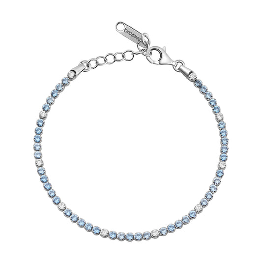 Bracciale tennis Brosway Fancy argento con zirconi azzurri 18 cm