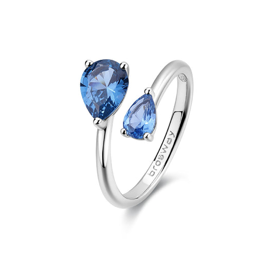 Anello Brosway Fancy in argento rodiato con zirconi blu BW.FFB114
