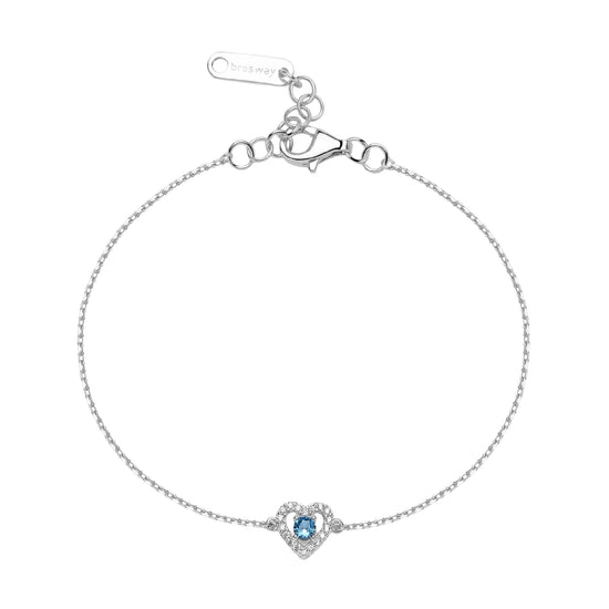 Bracciale Brosway Fancy argento cuore zirconi bianchi  blu 18 cm